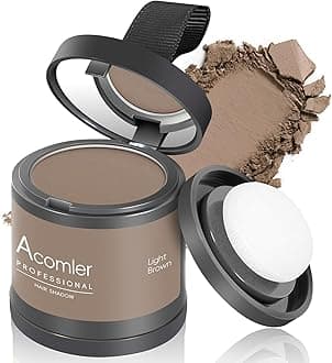 Acomler Instantly Root Cover Up Hairline Powder, 0.35 Ounce Root Touch Up Hair Color, Gray Hair Cover Up Hair Fibers, Hair Powder for Women Men with Eyebrows, Beard Line, Bald Spots (Light Brown)
