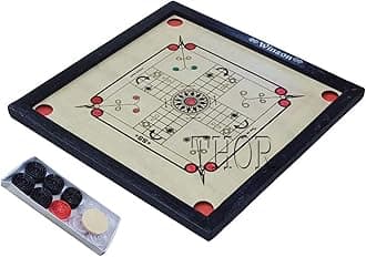 THORINSTRUMENTS (WITH DEVICE) CAROM BOARD GAME COIN IS A GREAT VALUE CAROM BOARD SET SIZE 26" STRIKER ROSEWOOD BOARD