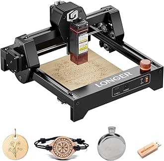 LONGER Ray5 mini Laser Engraver, 12000mm/min High-Speed Engraving Machine with WiFi, 140×130mm Work Area, for Wood, Metal, Acrylic & Leather, Emergency Stop (2.5W-Black)