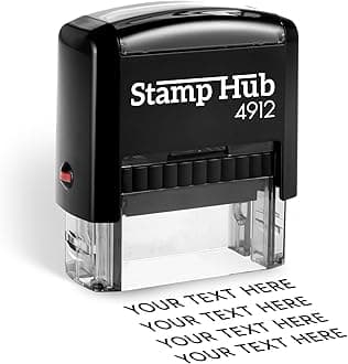 Self Inking Personalized Stamp - Up to 4 Lines, Custom Return Address, Customizable Office Name Rubber - Easy to Change Ink Cartridge, Multiple Ink Color Options - Medium