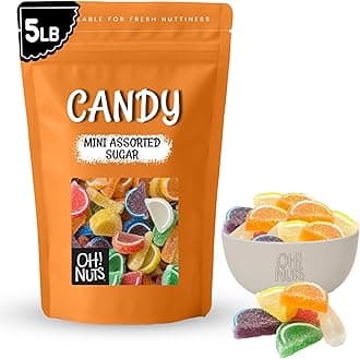 Oh! Nuts Jelly Fruit Slices Mini Assorted Sugar Candy - 5lb Bulk Bag - Traditional Old Fashioned Chewy Gummy Sweet Confectionery - Vegan, Gluten-Free, Kosher Certified Pareve (600 CT)