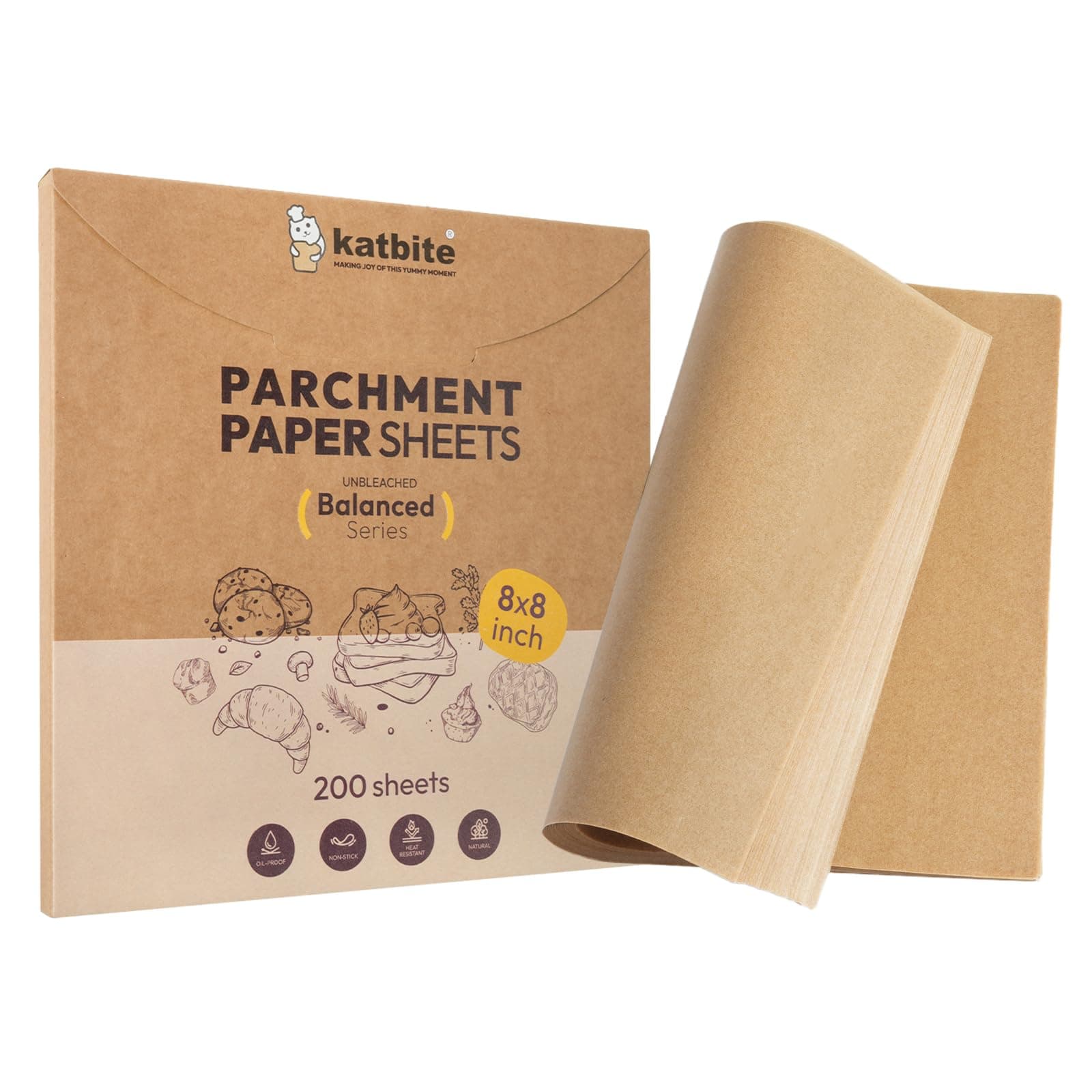 Katbite Parchment Paper Sheets 8x8 in 200 pcs