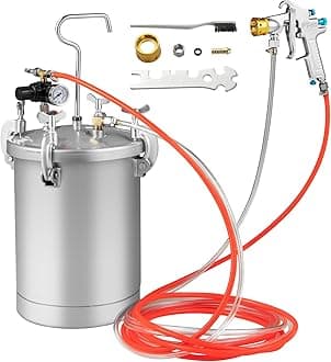 15L Paint Tank, Pressure Pot Paint Sprayer with 3.5mm Nozzle Spray Gun, Double Pipes, Adjusting Spray Range, Paint Flow & Air Volume, Leakproof Paint Spray Gun Kit for Commercial Home Use