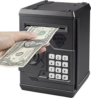 HUSAN Piggy Banks Money Banks for Kids, Electronic Password Code Money Banks ATM Banks Box Coin Bank for Children Boys and Girls (Iron Gray)