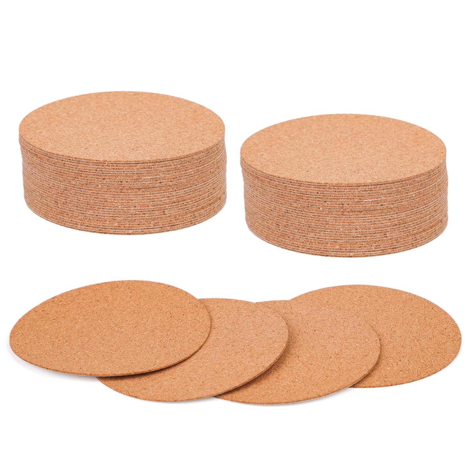 60pcs Coaster Cork Backing Sheets, Self-Adhesive Coaster Bottoms Cork Round Coaster Backed Mat Thin Soft Cork Pads for Coasters, Drinks, Home, Kitchen, DIY Crafts Supplies