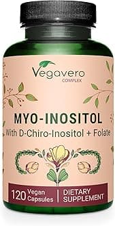 Myo-Inositol & D-Chiro Inositol | Hormone Balance & Ovarian Support | with Folate, Resveratrol, CoQ10 | 40:1 Ratio | Lab-Tested | 120 Caps | Vegan