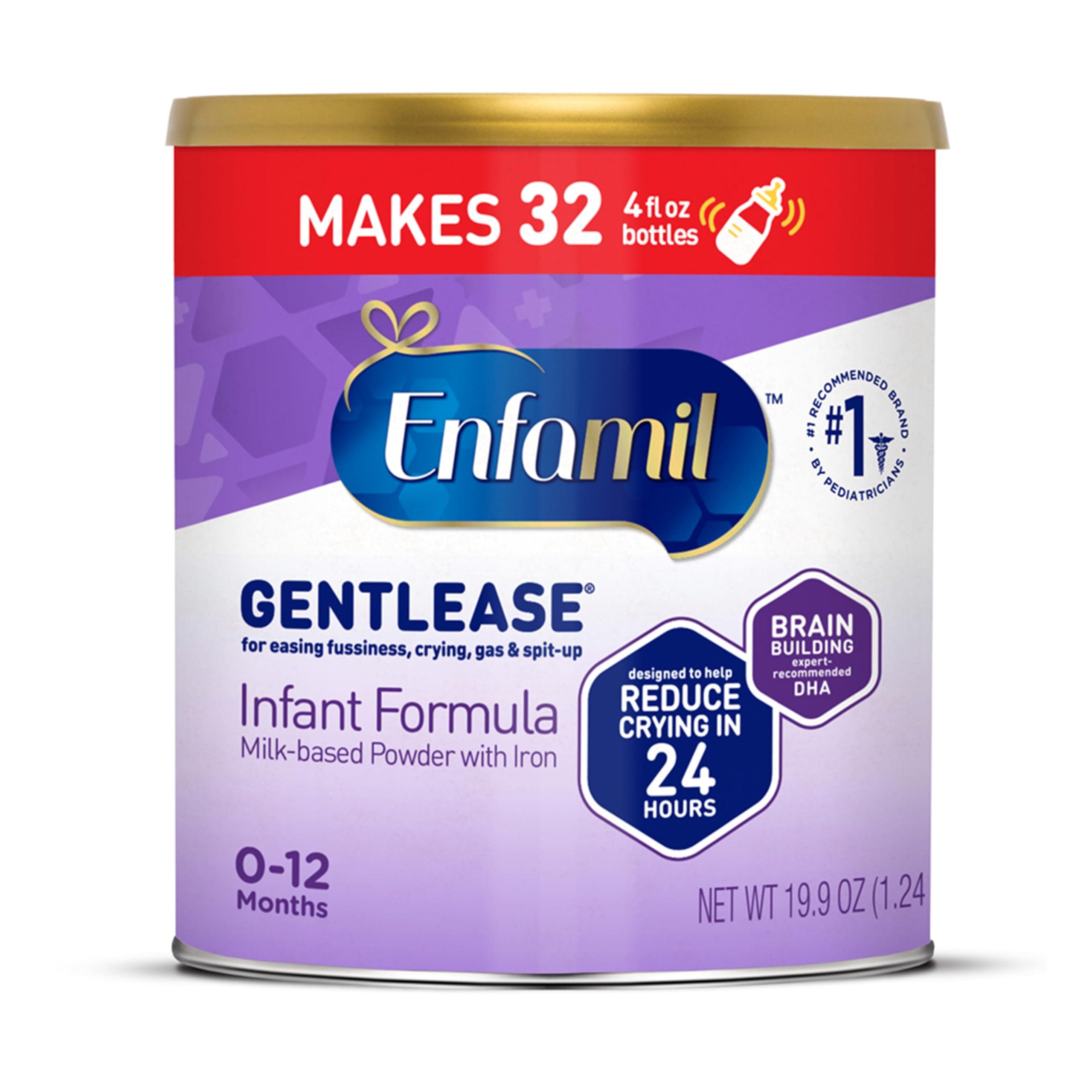 Gentlease Easy to Digest Baby Formula, Brain Supporting DHA, for easing Fussiness, Gas, Crying and Spit-up, 19.9 Oz Can