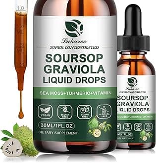 (2 Pack) Soursop Graviola Leaf Extract Liquid Drop Plus Pure Botanical Sea Moss for Cell Support & Regeneration, Immunity and Gut Health, Soursop Bitters Liquid丨Full Texture, Natural Flavor, 1 Fl Oz