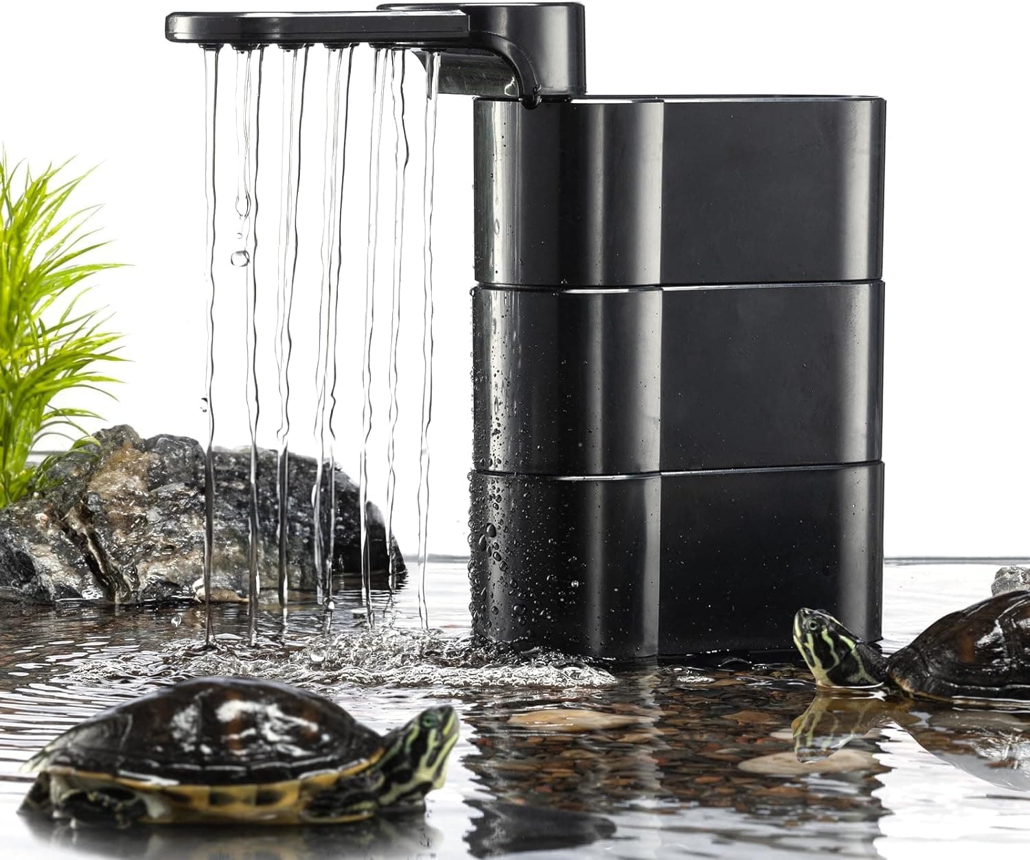 Turtle Filter, 3 in 1 Water Circulation Filter, Low Water Filter with Sponge and Bio Balls, for 15 to 50 Gallon Turtle Tank