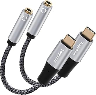 USB Type C Male to 3.5mm TRRS Female Headphone Jack Adapter 2 Pack, USB C to Aux Audio Dongle Cable Cord, Nylon Braided, Aluminum Shells, for iPhone 15/15 Pro Max, iPad Pro, MacBook, Pixel, Galaxy S24