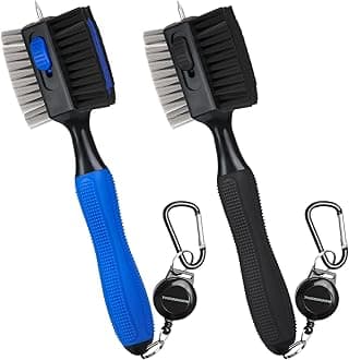 THIODOON Golf Club Cleaner Brush with 4 Oz Water Spray, Nylon and Steel Bristles, Retractable Golf Brush and Groove Cleaner with Clip for Golf Bag, Golf Accessories for Men and Best Golf Gifts