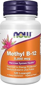 Supplements, Methyl B-12 (Methylcobalamin) 5,000 mcg, Nervous System Health*, 120 Lozenges