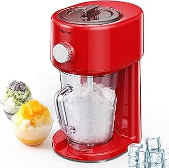 Electric Ice Crusher, Slushy Maker Ice Shaver with Removable Jug for Blending Slushies, Ice Crushing Machine for Snow Cones Slushies Smoothies, and Iced Coffees Frappuccinos (Red)