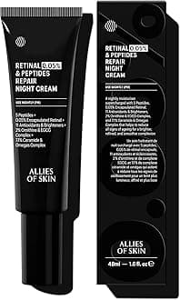 Allies Of Skin Retinal 0.05% Peptides Repair Night Cream with 0.05% Encapsulated Retinaldehyde, Peptides, 2% Ornithine, EGCG Complex, 11 Brighteners, Antioxidants, and 7.1% Ceramide & Omegas Complex