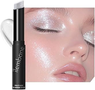 Silver White Shimmer Stick for Eyes, Lips, Face and Body Cream Highlight Eyeshadow, Multi-Use Diamond Like Shine, Moisturizing Formula Sheer Finish (Frost Beam)