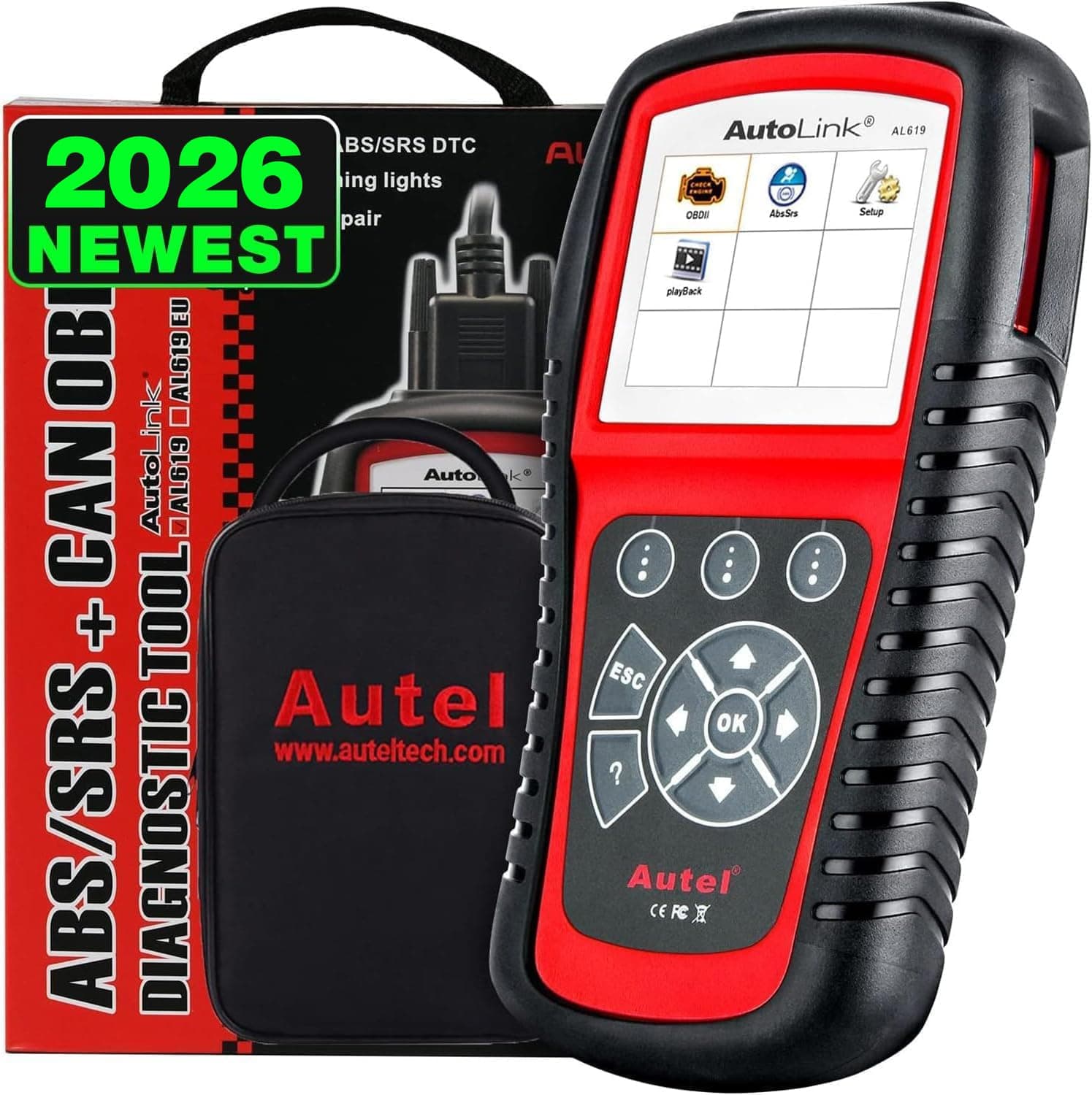 Autel AutoLink AL619 OBD2 Scanner Code Reader, 2023 Newest ABS SRS Airbag Car Diagnostic Scan Tool, 10 OBDII Test Modes, Turn Off Check Engine Light, Live Data, Upgraded of AL519/ AL319