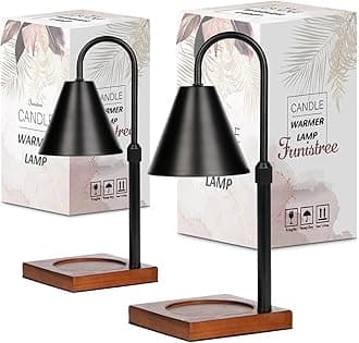 Modern Candle Warmer Lamp 2 Pack, Dimmable Candle Lamp Warmer with Timer, for Women Who Have Everything,Gifts for Mom,Adjustable Men's Candle Lamp, Cozy Living Room Bedroom Decor,Black