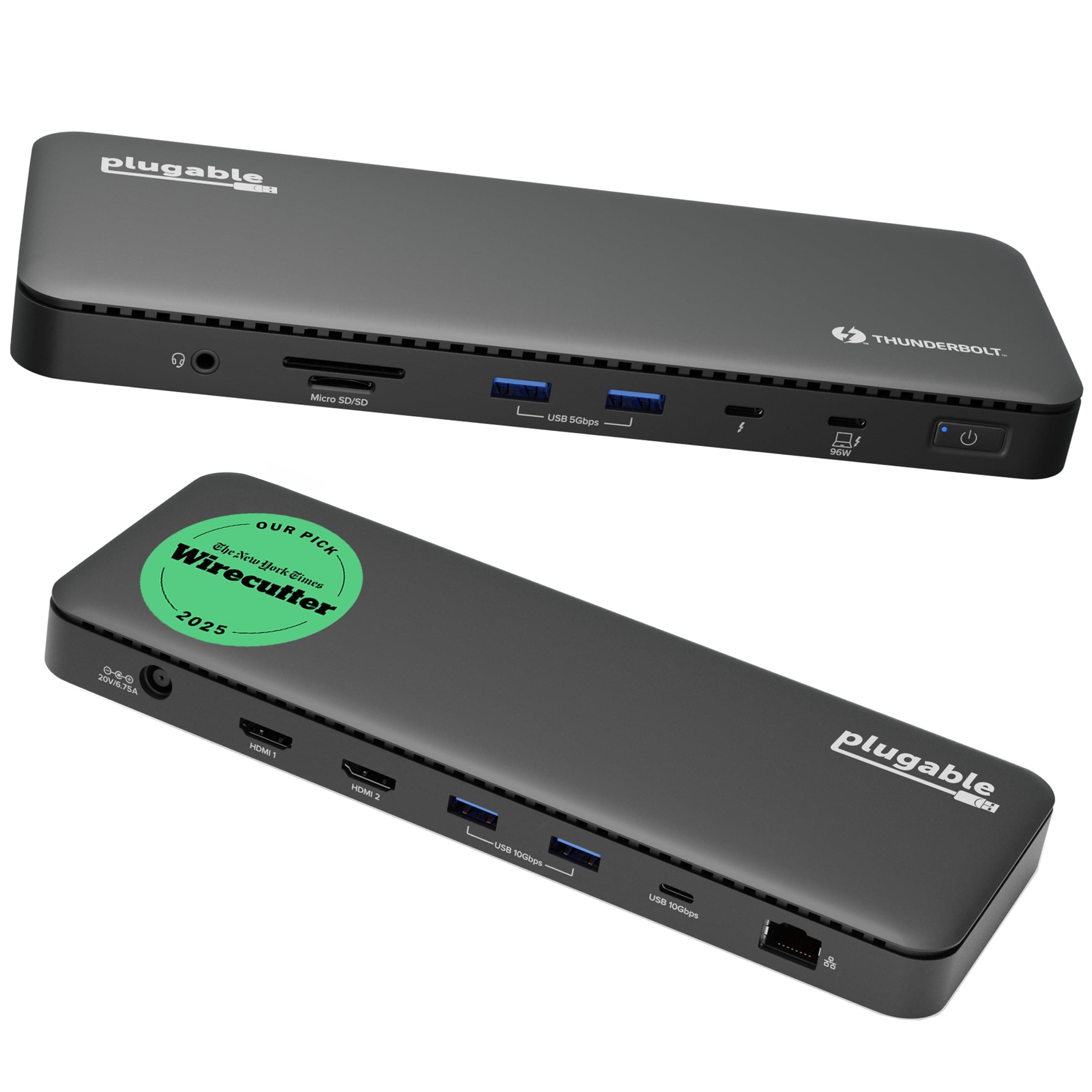 Plugable Thunderbolt 4 Dock with 100W Charging, Thunderbolt Certified, Laptop Docking Station Dual Monitor Single 8K or Dual 4K HDMI for Windows and Mac, 4X USB, Gigabit Ethernet (TBT4-UD5)