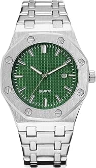 Men's Watches, Royalty Stainless Steel Quartz Movement Date Male Clock Waterproof Luminous Hands Casual Business Wrist Watches for Men