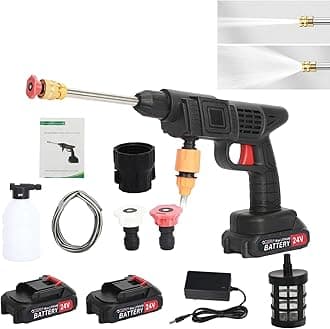 Cordless Portable Power Washer,Battery Powered Pressure Washer,Handheld Pressure Washer Guns with Nozzles,Rechargeable High-Pressure Car Washer Guns for Car Washing Home Floor US Plug