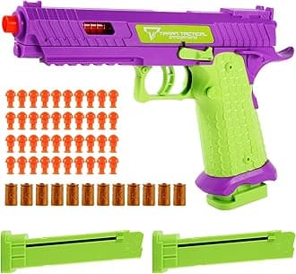 Shell Ejecting Toy Gun, Soft Bullet Nerf Gun Pistol, Toy Gun with Automatic Pull Back, Semi-Automatic Rapid-fire Toy Fake Guns, Indoor,Outdoor Shooting Games, Birthday Gift for Boys Girls