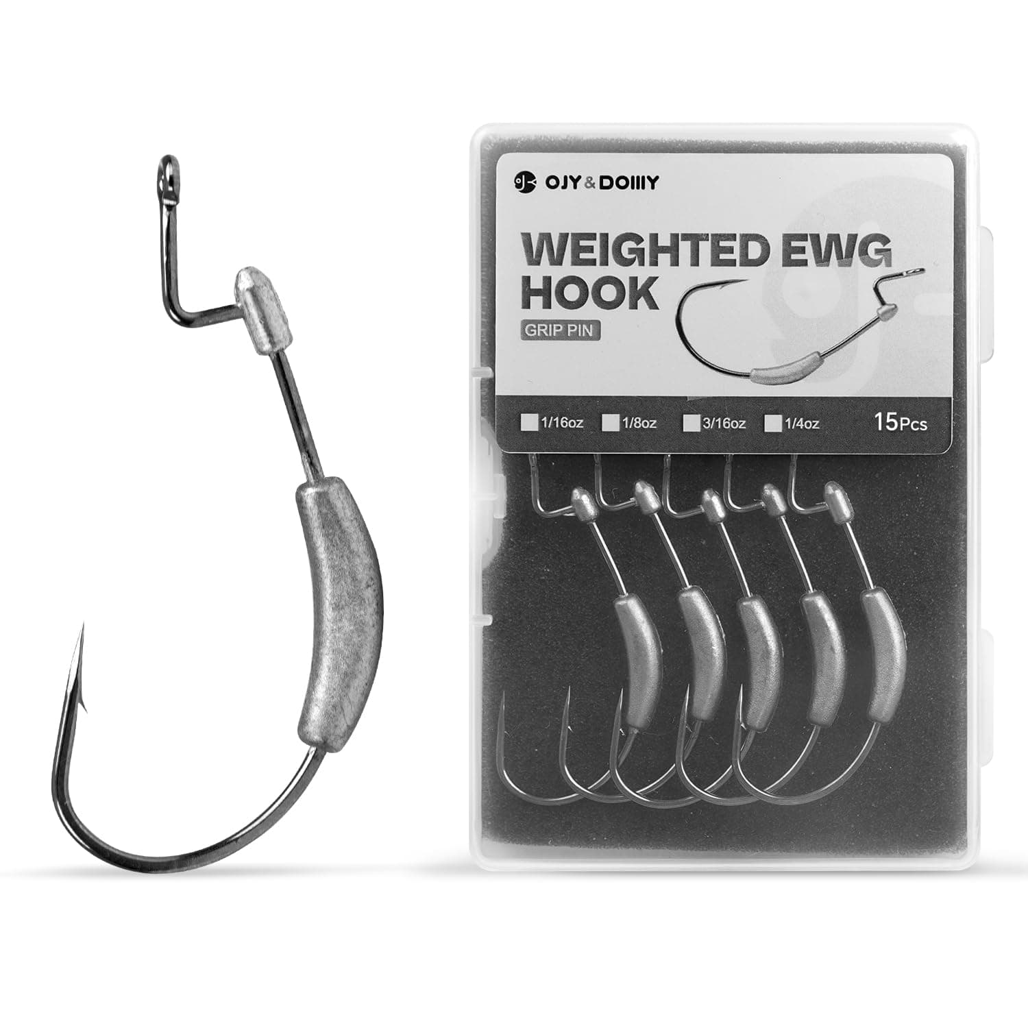 Weighted EGW Hooks with Molded Bait Keeper
