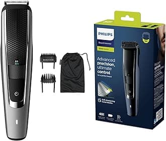 Philips Beard & Stubble Trimmer/Hair Clipper for Men, Series 5000, 40 Length Settings, Self-Sharpening Metal Blades, UK 3-Pin Plug - BT5502/13