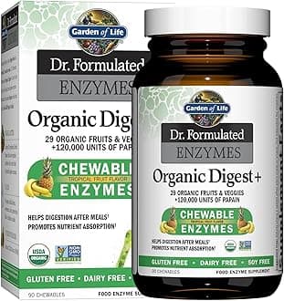 Garden of Life Organic Chewable Enzyme Supplement - Dr. Formulated Enzymes Organic Digest+, 90 Chewable Tablets