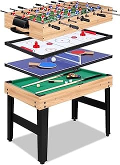 12-in-1 Game Table - 48" Combo Game Table, Ping Pong Table, Foosball Table, Air Hockey Table, Pool Table - Sports Arcade Games with Accessories - Ideal for Game Rooms and Family Game Nights!