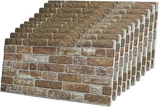 IZODEKOR 3D Wall Panels Brick Effect - Cladding, Stone Look, Styrofoam Facing for Living Room, Kitchen, Bathroom, Balcony, Bedroom, Back of Counter | Old Castle (10 x Panels) - Covers 53 sq ft