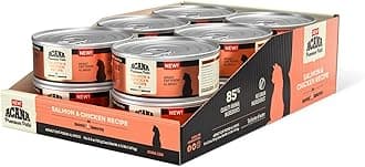 Premium Pate Wet Cat Food in Bone Broth Salmon + Chicken Recipe 5.5oz Cans (12 count)