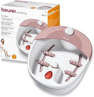 Beurer FB20 Foot Spa | Vibration and Bubble Massage Functions | Infrared Light Function | Reflexology Zone Massage | 3 Pedicure Attachments | Removable Splash Guard | Water Tempering