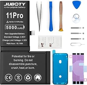 5000mAh Battery for iPhone 11 Pro, JUBOTY Li-ion 2023 New Upgraded High Capacity Battery Replacement for iPhone 11 Pro Models A2160 A2215 A2217 with Professional Repair Tool Kit