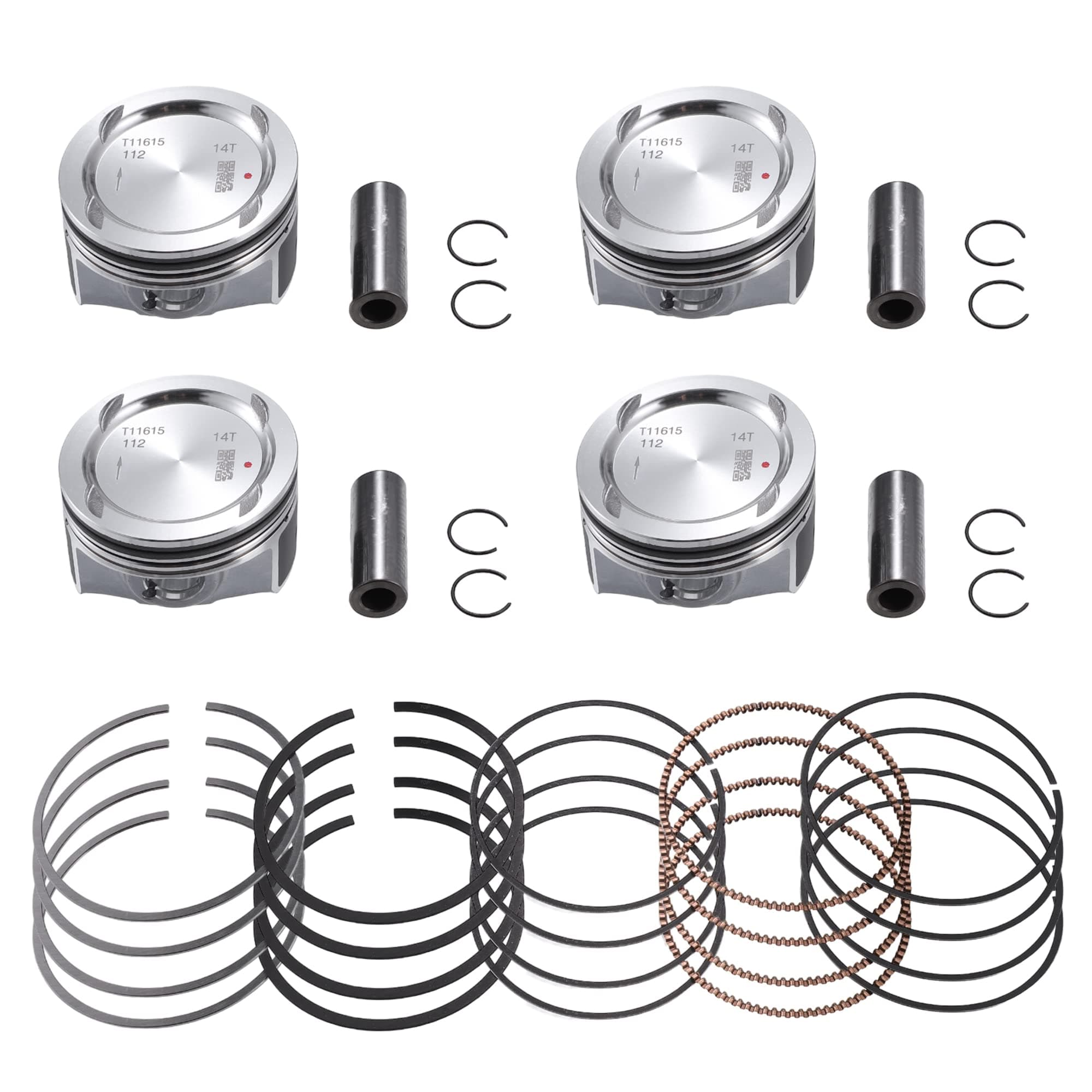 No.25198520 / Inner/Engine Piston and Pin and Snap Ring for Chevy Cruze 1.4L L4 2011-2016 / Piston Rings Kit/Metal / 1 Set/Silver Tone