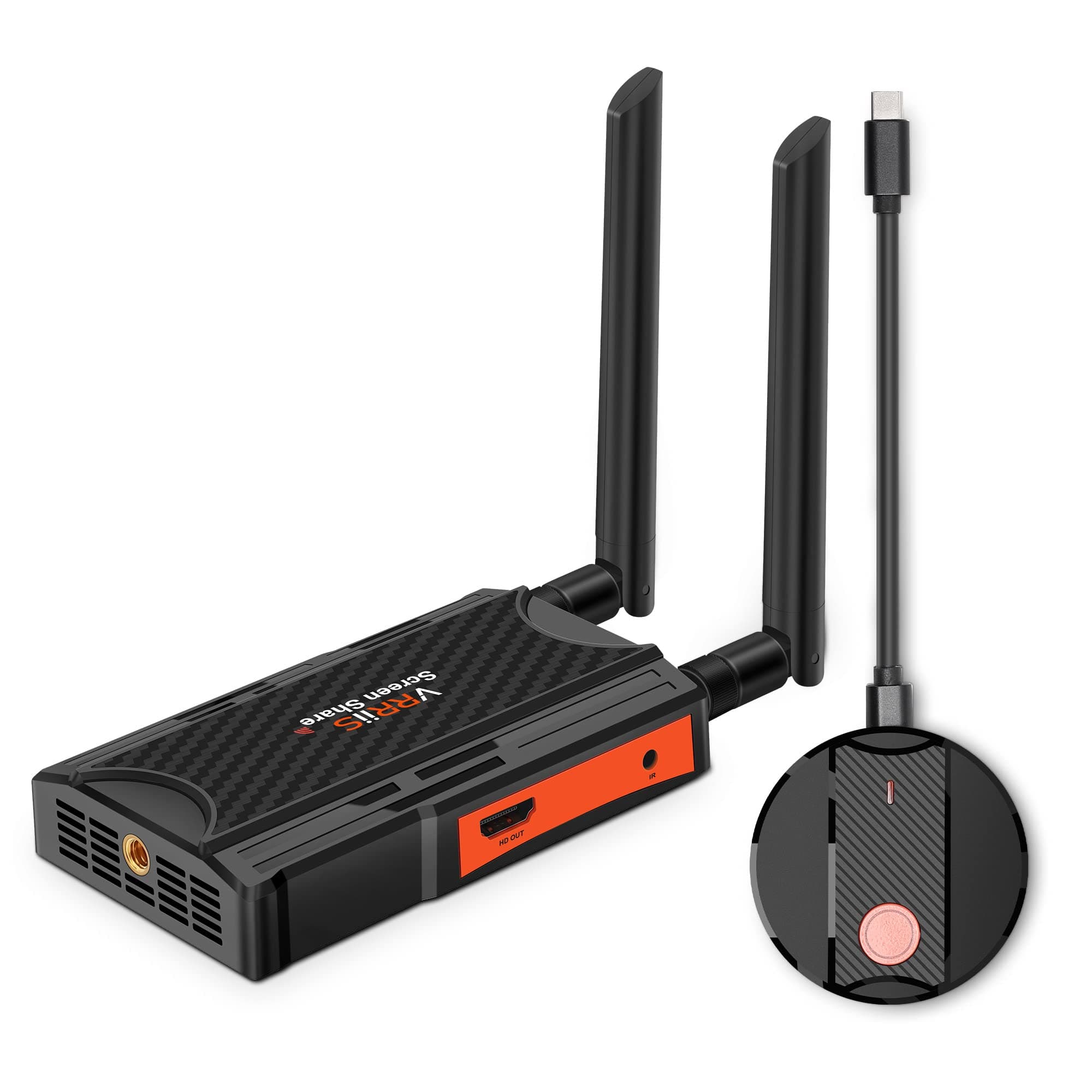 Wireless HDMI Extender Kit 164ft/50m Wireless Type C Transmitter and HDMI Receiver Full HD 1080P @60Hz 2.4/5.8GHz Extender Streaming Video Audio for Laptop/PC/Camera/Phone to HDTV/Monitor/Projector