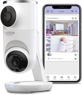 Nursery Pal Dual Vision Smart Camera Wi-Fi Enabled Baby Monitor with AI Motion Tracking, Plus Preloaded Soothing Sounds, Lullabies, and Stories, White