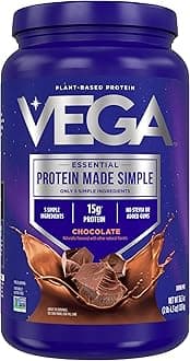 Vega Protein Made Simple - 15g Plant-Based Pea Protein, Chocolate, 39 Servings, Stevia Free, No Artificial Sweeteners or Gums, Non-GMO, Gluten Free, Dairy Free, 2.3lbs (Packaging May Vary)