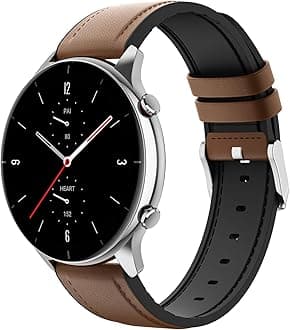 MoKo Bracelet Compatible with Amazfit GTR 4/GTR 3 Pro/GTR 3/GTR 2/GTR 2e/GTR 47 mm/Stratos 3/Stratos 2, 22 mm Hybrid Leather Silicone Replacement Watch Strap