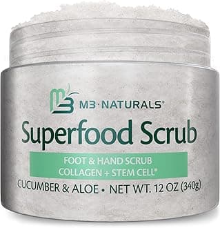 Superfood Body Scrub Skin Exfoliator with Collagen and Stem Cell Gently Exfoliate Face Body Cucumber & Aloe Moisturizing Body Wash Scrub Polish by M3 Naturals
