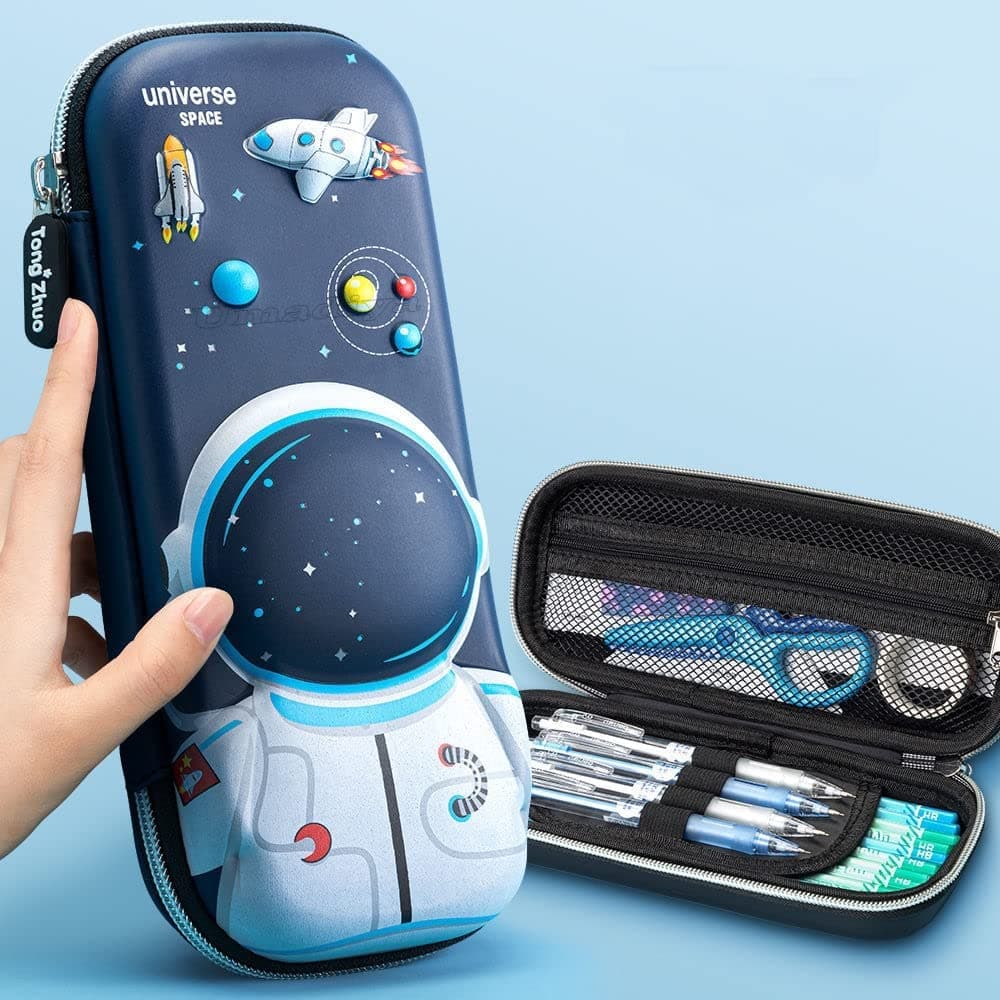 Umadiya 3D Cover Large Capacity Pencil Case Compass with Compartments, School Supply Organizer for Students, Stationery Box, Cosmetic Zip Pouch Bag (1 Unit, Canvas, Multicolor)