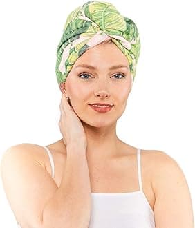 KitschMicrofiber Hair Towel Wrap for Women - Anti-Frizz Quick Dry Towel, Super Absorbent Microfiber Towel for Hair, Hair Drying Towel Wrap, Hair Towels, Hair Turban Towel for Wet Hair - Palm Leaves