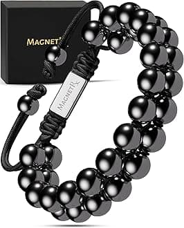 MagnetRX® Hematite Magnetic Therapy Bracelet - MAX Strength Natural Pain Relief and Healing Stones - Beaded Magnetic Hematite Bracelets (Double Strength 8mm)