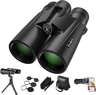 12x42 HD Binoculars for Adults, High Power Binoculars with Tripod Phone Adapter, Waterproof Compact Bino-culars for Bird Watching Hunting Stargazing, Clear Low Light Night Vision, BAK4, FMC Prisms