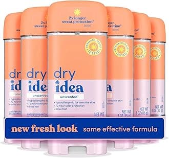 Dry Idea Gel Deodorant & Antiperspirant for Women - Hypoallergenic for Sensitive Skin, 2X Longer Sweat Protection, 72Hr Odor Protection, Unscented, Womens Deodorant, 3 oz (Pack of 6)