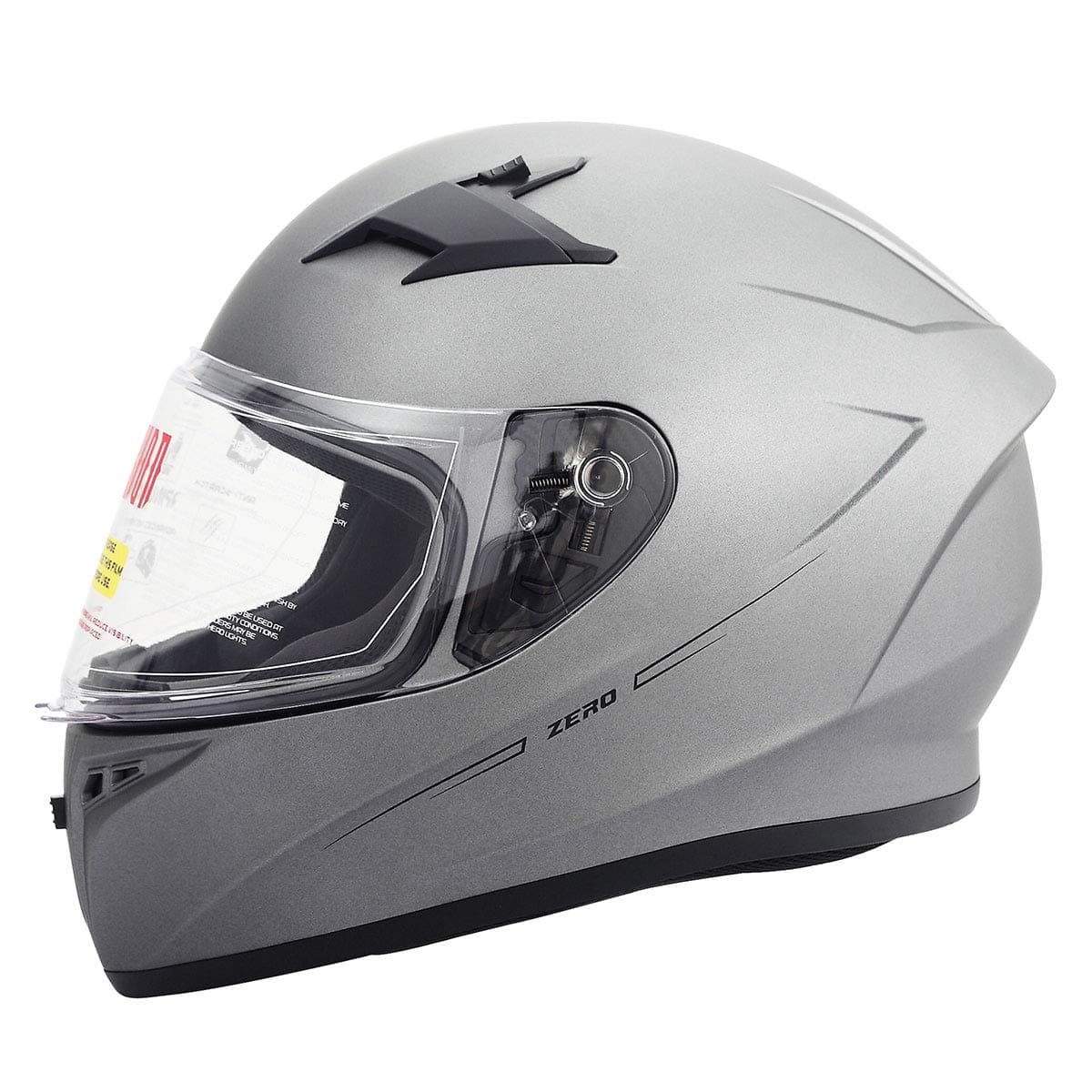 Orion Zero Full-Face Motorcycle Helmets DOT Approved + One Extra Smoked Shield (L, Titanium Grey)