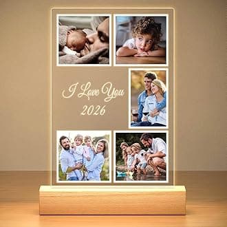 Custom Picture Frames with Photo, Personalized Photo Frame with Night Light, Customized Picture Frame, Personalized Mothers Day Gifts for Women Men Mom Dad Baby Kid Family