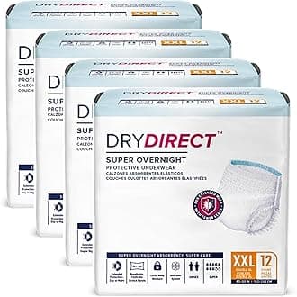 Super Overnight Underwear, Soft Cloth-Like Adult Diapers, Overnight Disposable Incontinence Protection - XX-Large (Case of 48)