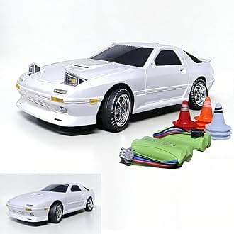 Mazda RX7-FC RC Drift Car - 1:18 LDRC RWD Remote Control Car with Two Batteries & Metal Drive Shaft, Easy to Drift for Adults Indoors Racing(White with Gyro)