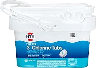 HTH 42053 Swimming Pool Care 3" Chlorine Tabs, Swimming Pool Chlorinating Sanitizer, 8lb