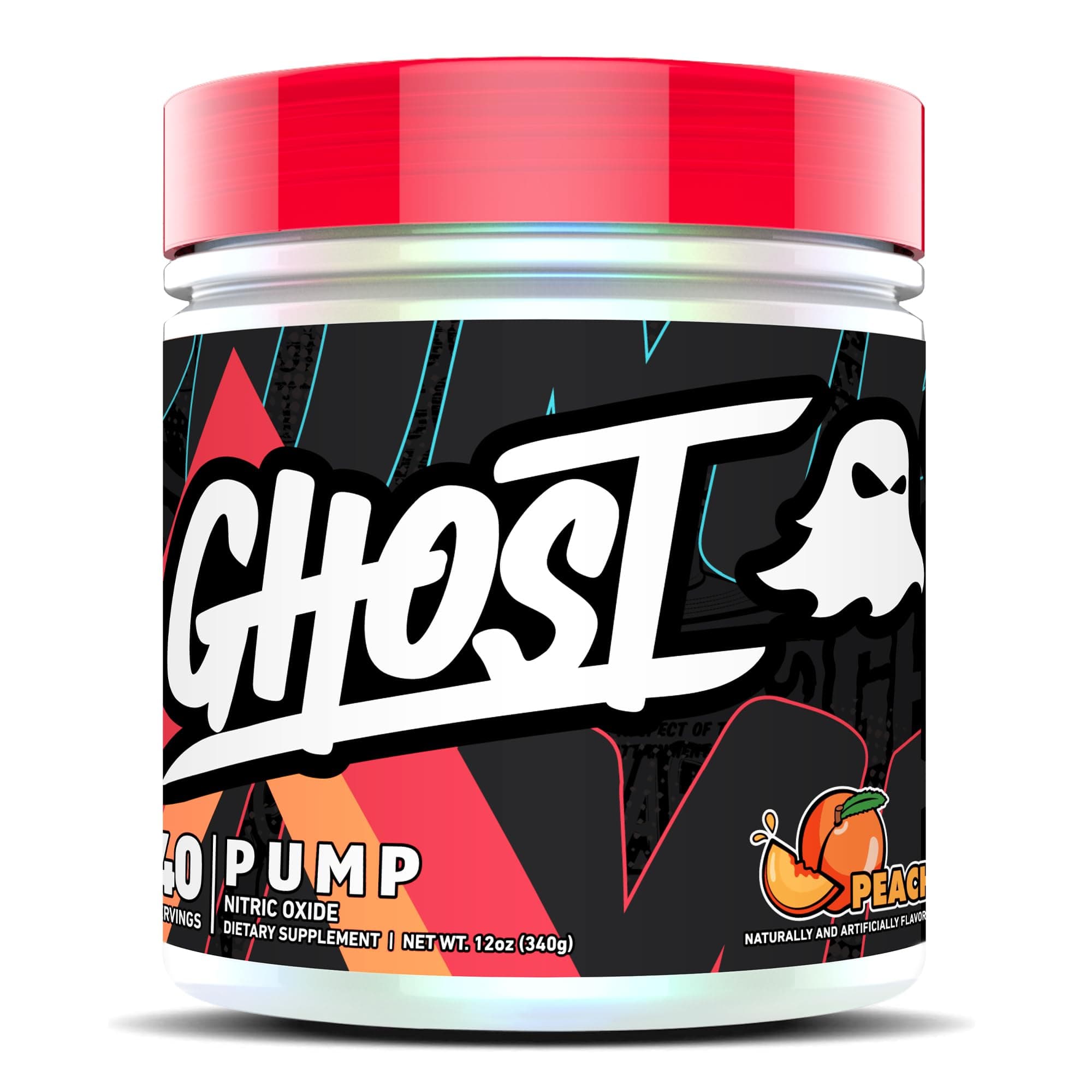 GHOST Pump Nitric Oxide Powder - 40 Servings - Sugar-Free & Stim-Free Pre-Workout Supplements - L-Citrulline, Arginine Nitrate & L-Glutathione (40 srv, Peach)